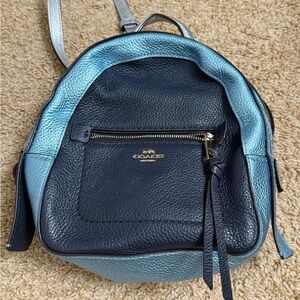 Coach Two-Tone Blue Leather Backpack